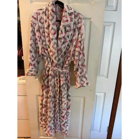 Stan Herman For Herbcraft Vintage Chenille Floral Robe Size Large - Picture 2 of 12